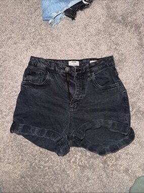 Cotton On Black High-Rise Cuffed Denim Shorts